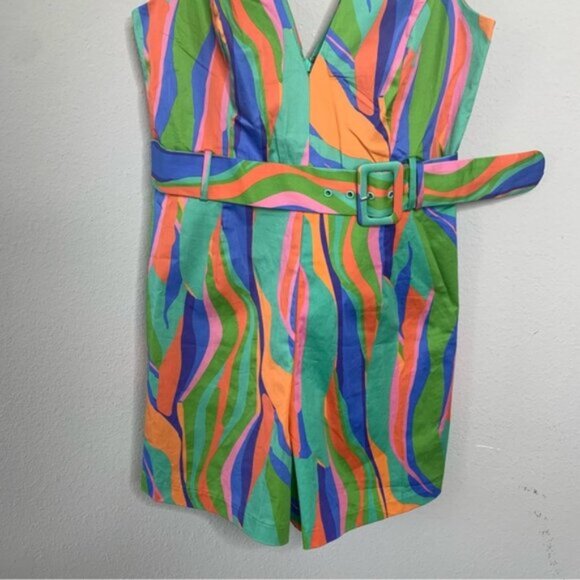 NWT Hutch Multi Color Sleeveless Belted V Neck Romper - Picture 7 of 11